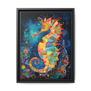 Coral Carnival Seahorse Canvas Wall Art with Frame